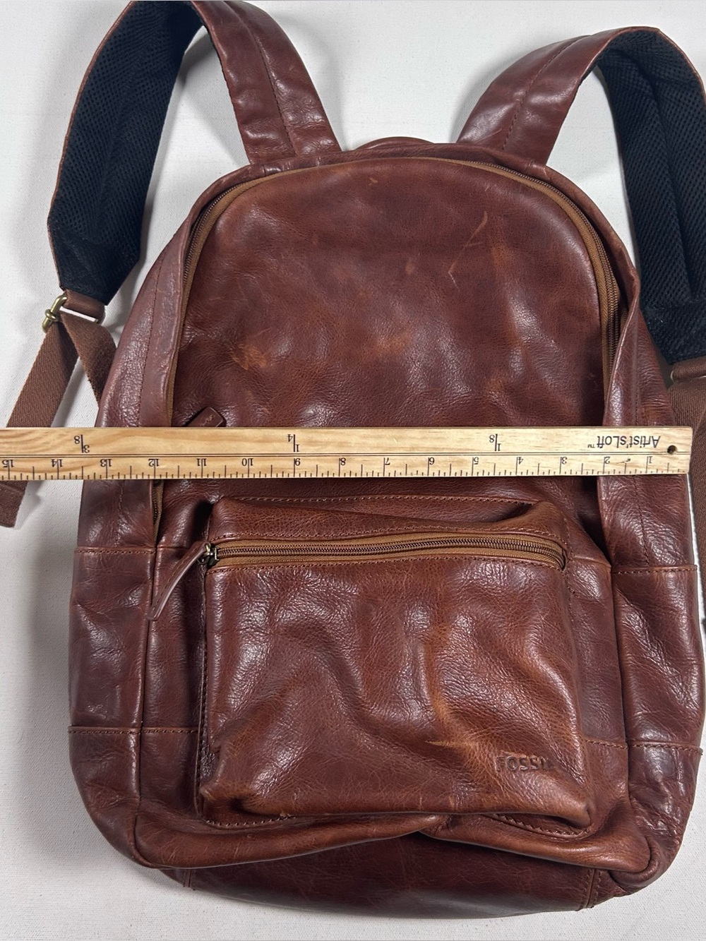 Fossil Estate Backpack/Laptop Bag - Cognac - Genuine Leather - Barely Used - Picture 4 of 11